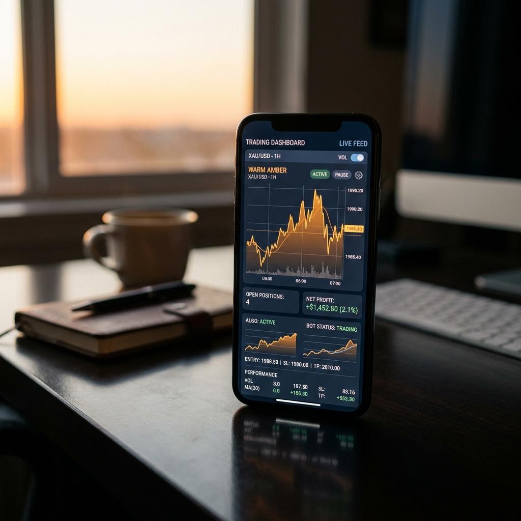 Gerwald Kronberg KI-Krypto-Trading-Plattform Dashboard auf einem Smartphone